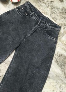 Stylish Wide Leg Washed Black Jeans