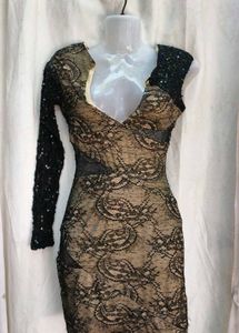 Sequin Lace One-Sleeve Mini Dress