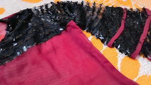 Burgundy Kurta with Sequins Sleeves