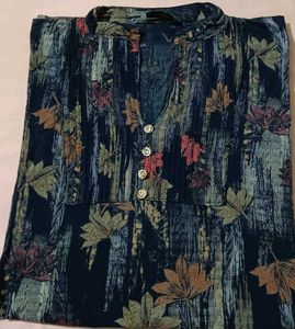 Blue Leaf Print Kurta