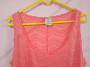 Coral Chevron Sleeveless Tank Top