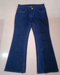 Flared Blue Denim Jeans