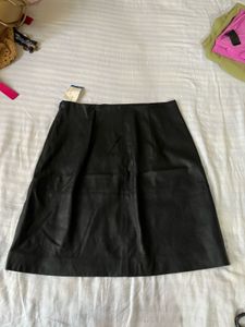 Black Leather A-Line Skirt