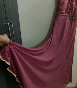 Elegant Onion Pink Ethnic Gown with Embellishments