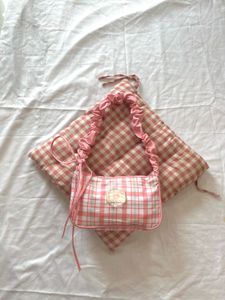 Cute Pink Plaid Shoulder Bag