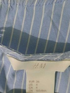 H&amp;M Chic Blue Striped Wrap Blouse