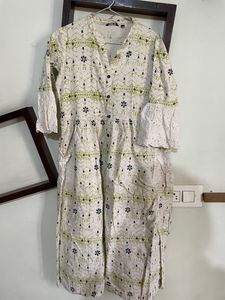 Cream A Line Kurti