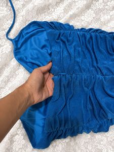Stunning Royal Blue Ruched Velvet Dress