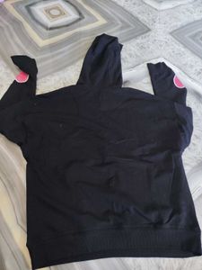 Black Hoodie with Heart Graphics