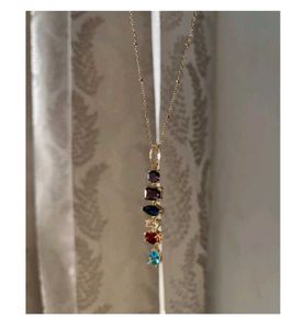 Elegant Multi-Color Gemstone Pendant Necklace