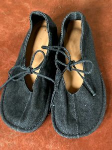 Denim Flats with Tie-Up Detail