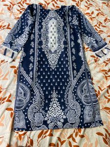 Elegant Navy Blue Printed Kurta