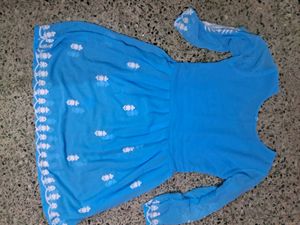 Blue Embroidered Kurta