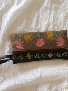 Embroidered Floral Wristlet Wallet