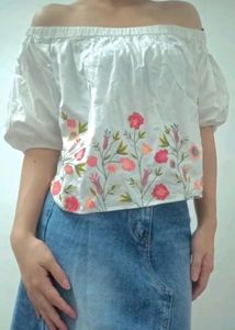 Off White Shoulder Top