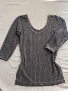 Gray Thermal Top - Quarter Sleeve