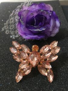 Rose Gold Butterfly Korean Glass Stone Earring