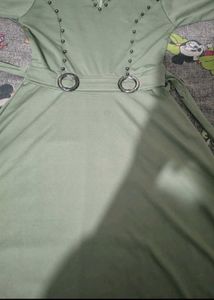 Chic Olive Green Dress with Ring Detail