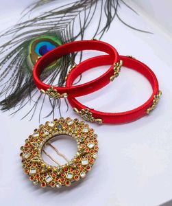Elegant silk thread bangles with upin combo set
