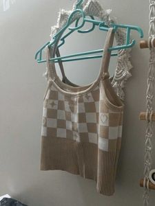 Checkerboard Knit Tank Top