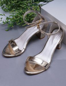 Elegant Gold Ankle Strap Heels