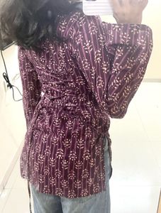 THE SAYURI Corset Back Purple Printed Kurti