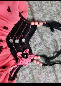 Black And Hot  Pink Phrill  Crop Top