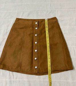 H&amp;M Brown Suede Button-Up Mini Skirt
