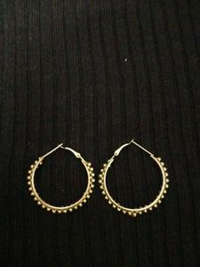 Gold Hoop Earrings with Charm Details