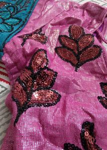 Magenta &amp; Green Saree(Stitched Small Size Blouse)