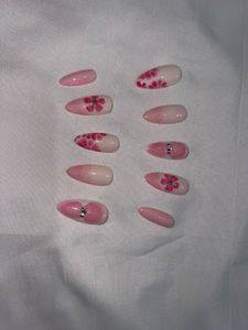 Pink Floral Press-On Nails