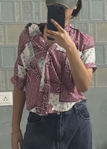 Stylish Bandana Print Short Sleeve Shirt