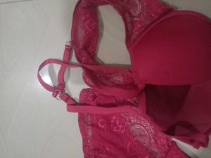 Lace Trimmed Padded Bra &amp; Panty Set