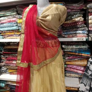 Stunning golden &amp; Red Lehenga Choli unsteached