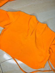 Orange Bell Sleeve Crop Top 🔥