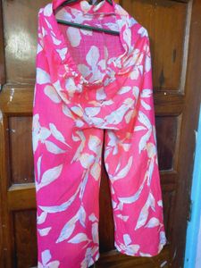 Vibrant Floral Sleeveless Crop Top and Pant