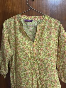 Light Yellow Floral Print Kurta