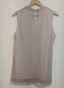 Nude Sparkly Choker Neck Sleeveless Top 36 Bust