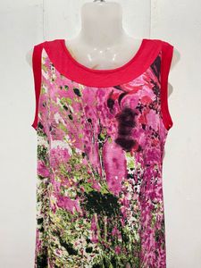 Length-40,,Floral Print Sleeveless Dress