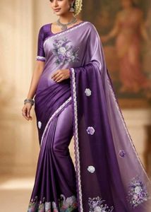 Beautiful Purple Floral Print Saree
