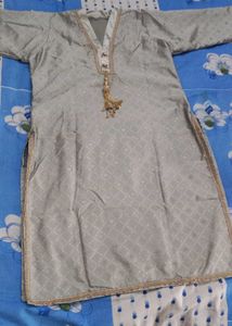 Elegant Grey Kurta Set with Palazzo Pants