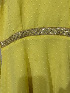 Bright Yellow Georgette Chikankari dress