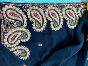 Elegant Dark Green Embroidered Saree blouse 34