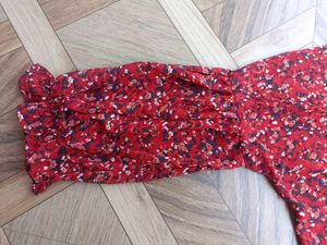 Red Printed Over Size Top For Women