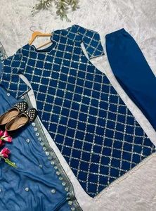 Stunning Blue Sequined Kurta