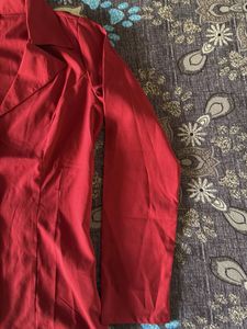 off duty red office shirt