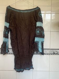 Embroidered Brown Kurta