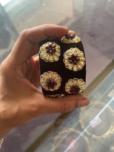 Designer Velvet Bangles with Stone Work