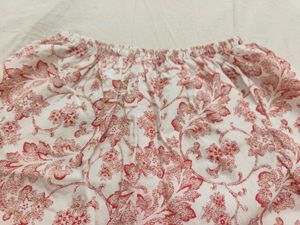 White &amp; Red Floral Eyelet Shorts
