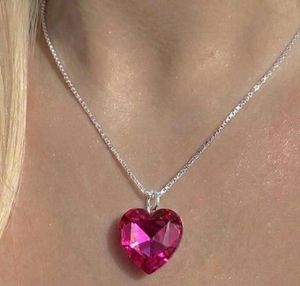 Elegant Pink Crystal Heart Barbie Pendant